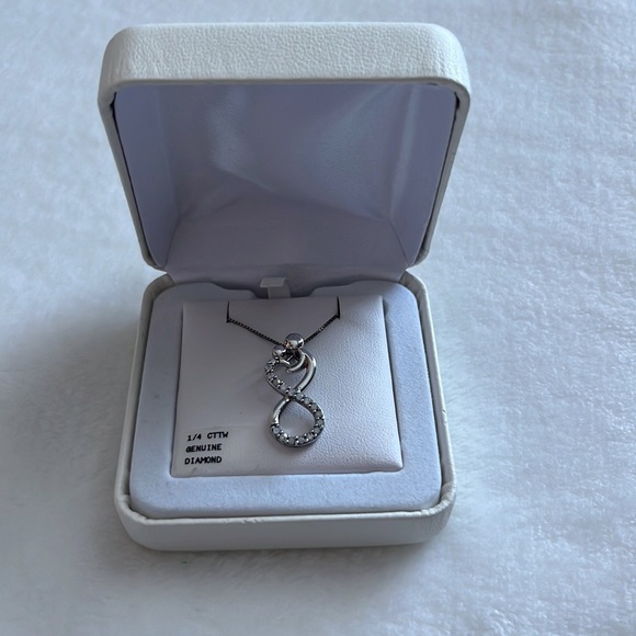 Jewelry - NEW 1/4 Genuine Diamond Sterling Silver Chain Mother Daughter Pendant Necklace